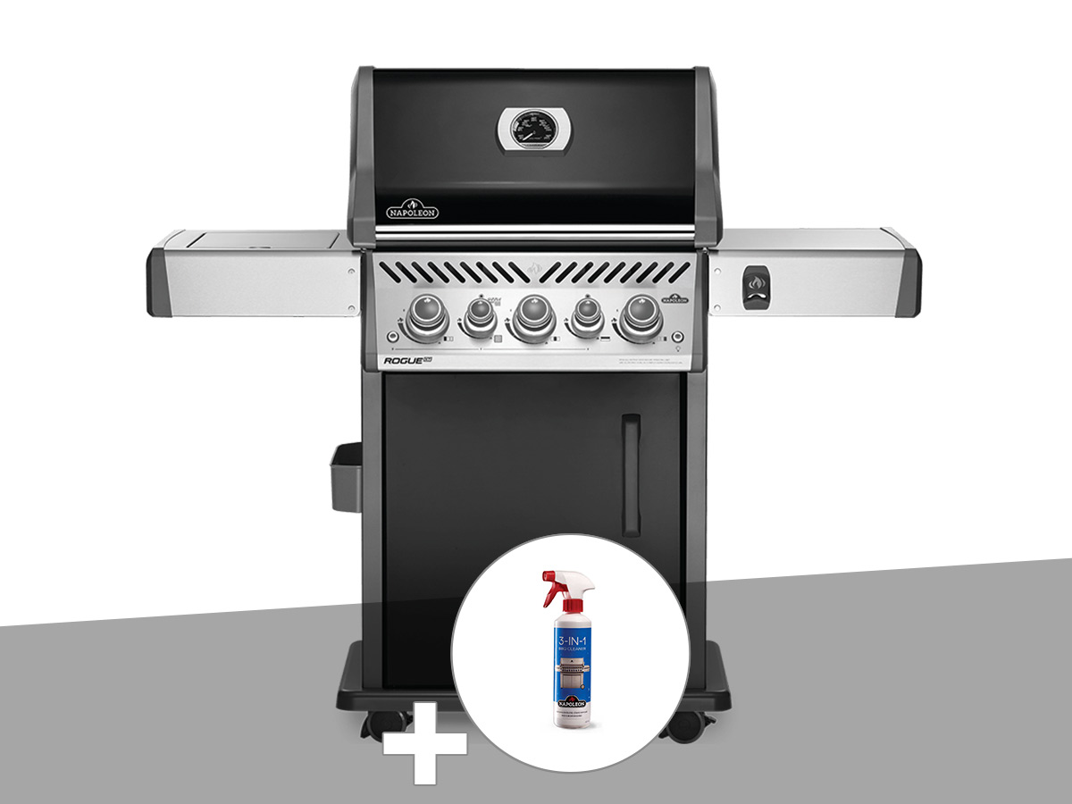 Image of Barbecue à gaz Napoleon Rogue SE 425 SIB noir 3 brûleurs + Nettoyant grill 3 en 1