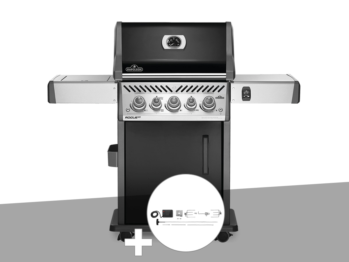 Image of Barbecue à gaz Napoleon Rogue SE 425 SIB noir 3 brûleurs + Rôtissoire