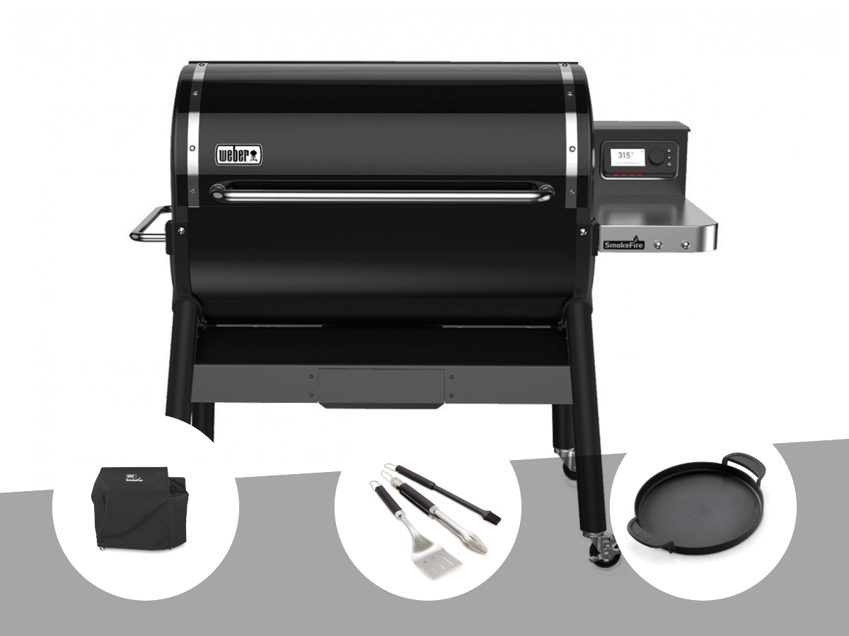 Image of Barbecue à pellets Weber Smokefire EX6 GBS + Housse + Kit 3 ustensiles + Plancha